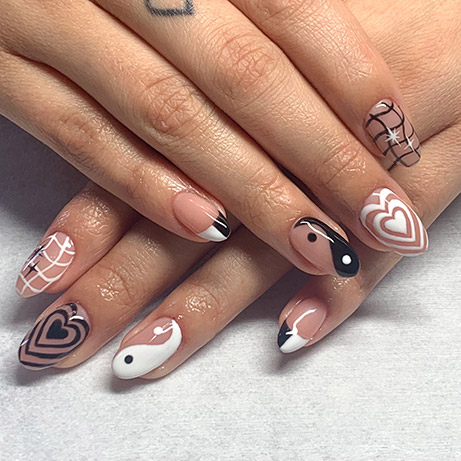 Black and white nail art